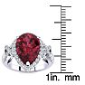 Garnet Ring: Garnet Jewelry: 3ct Garnet and Diamond Ring With X Shank Accents, 14k White Gold Image-5