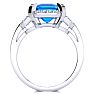 Blue Topaz Jewelry: Interlocking Bit Fluted 3ct Blue Topaz and Diamond Ring in 14k White Gold 
 Image-3