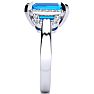 Blue Topaz Jewelry: Interlocking Bit Fluted 3ct Blue Topaz and Diamond Ring in 14k White Gold 
 Image-4