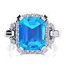 Blue Topaz Jewelry: Interlocking Bit Fluted 3ct Blue Topaz and Diamond Ring in 14k White Gold 
 Image-5