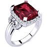 Garnet Ring: Garnet Jewelry: Interlocking Bit Fluted 3ct Garnet and Diamond Ring in 14k White Gold Image-2