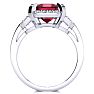 Garnet Ring: Garnet Jewelry: Interlocking Bit Fluted 3ct Garnet and Diamond Ring in 14k White Gold Image-3