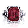 Garnet Ring: Garnet Jewelry: Interlocking Bit Fluted 3ct Garnet and Diamond Ring in 14k White Gold Image-5