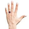 Garnet Ring: Garnet Jewelry: Interlocking Bit Fluted 3ct Garnet and Diamond Ring in 14k White Gold Image-7