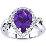 2 1/2ct Pear Shape Amethyst and Diamond Ring in 14K White Gold Image-1