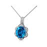 Blue Topaz Jewelry: Large 4ct Oval Blue Topaz and Diamond Pendant Set in 14k White Gold  
 Image-2