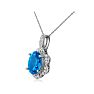 Blue Topaz Jewelry: Large 4ct Oval Blue Topaz and Diamond Pendant Set in 14k White Gold  
 Image-3