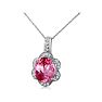 Large 4ct Oval Pink Topaz and Diamond Pendant Set in 14k White Gold Image-2