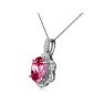 Large 4ct Oval Pink Topaz and Diamond Pendant Set in 14k White Gold Image-3