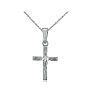 Diamond Cross Pendants: Elegant Diamond Cross Pendant with Shining Round Diamond in 10k White Gold Image-1