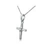 Diamond Cross Pendants: Elegant Diamond Cross Pendant with Shining Round Diamond in 10k White Gold Image-3