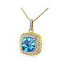 Rope Design Blue Topaz and Diamond Pendant in 14k Yellow Gold Image-2