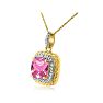 Pink Gemstones Rope Design Pink Topaz and Diamond Pendant in 14k Yellow Gold Image-3