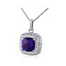 Rope Design Amethyst and Diamond Pendant in 14k White Gold Image-2