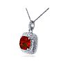 Garnet Necklace: Garnet Jewelry: Rope Design Garnet and Diamond Pendant in 14k White Gold Image-3
