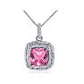 Pink Gemstones Rope Design Pink Topaz and Diamond Pendant in 14k White Gold