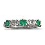 Emerald and Diamond Band in 10k White Gold Image-1