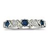 Sapphire and Diamond Band in 10k White Gold Image-1
