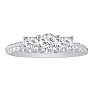 1ct Three Diamond Ring Bridal Set in 14k White Gold, Diamonds on the Band