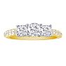 1ct Three Diamond Engagement Ring 14k Yellow Gold, Diamonds on the Band Image-1