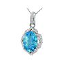 Enormous Blue Topaz and Diamond Pendant in 14k White Gold Image-2