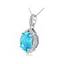 Enormous Blue Topaz and Diamond Pendant in 14k White Gold Image-3