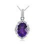 Enormous Amethyst and Diamond Pendant in 14k White Gold Image-1