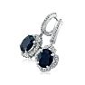 6 1/3ct Dangle Sapphire and Diamond Hoop Earrings in 14k White Gold Image-2