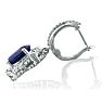 6 1/3ct Dangle Sapphire and Diamond Hoop Earrings in 14k White Gold Image-3