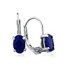 1 1/4 Carat Oval Shape Sapphire Leverback Earrings in 14 Karat White Gold Image-1
