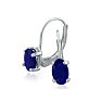 1 1/4 Carat Oval Shape Sapphire Leverback Earrings in 14 Karat White Gold Image-2