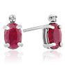1 1/4ct Oval Ruby and Diamond Earrings in 14k White Gold Image-1