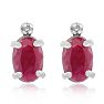 1 1/4ct Oval Ruby and Diamond Earrings in 14k White Gold Image-2