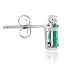 1ct Oval Emerald and Diamond Earrings in 14k White Gold Image-4