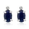 1 1/4ct Oval Sapphire and Diamond Earrings in 14k White Gold Image-2