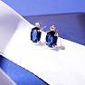 1 1/4ct Oval Sapphire and Diamond Earrings in 14k White Gold Image-7