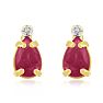 1 1/4ct Pear Ruby and Diamond Earrings in 14k Yellow Gold Image-2