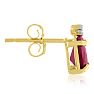 1 1/4ct Pear Ruby and Diamond Earrings in 14k Yellow Gold Image-4