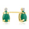 1ct Pear Emerald and Diamond Earrings in 14k Yellow Gold Image-1