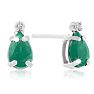1ct Pear Emerald and Diamond Earrings in 14k White Gold Image-1