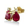 2ct Pear Ruby and Diamond Earrings in 14k Yellow Gold Image-2