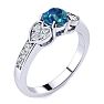 2/3 Carat Blue and White Diamond Promise Ring In 14K White Gold Image-2