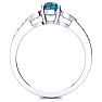 2/3 Carat Blue and White Diamond Promise Ring In 14K White Gold Image-3