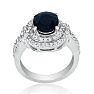 Eye-Catching 4.12ct Oval Sapphire and Diamond Ring in 14k White Gold Image-3