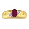 Dual Texture 10k Yellow Gold 1.07ct Oval Ruby and Diamond Mens Ring Image-1