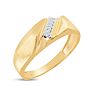 Classic Diagonal .03ct Mens Diamond Band in 10k Yellow Gold Image-2