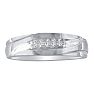 Debonair Sweeping Mens Diamond Band in 10k White Gold Image-1