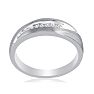 Debonair Sweeping Mens Diamond Band in 10k White Gold Image-3