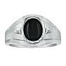 Oval Onyx and Diamond Mens Ring 10K White Gold Image-1