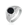 Oval Onyx and Diamond Mens Ring 10K White Gold Image-2